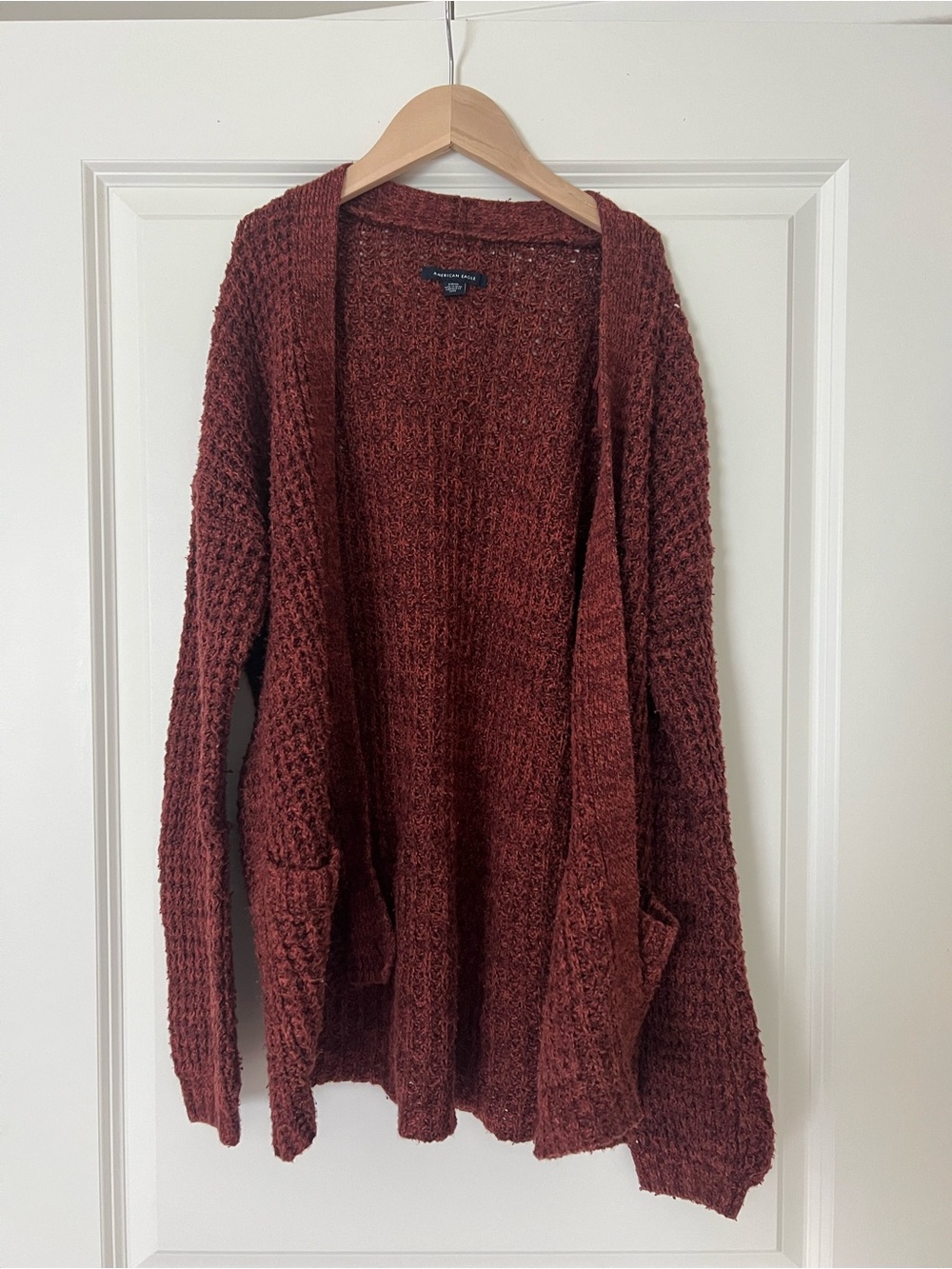 American Eagle Outfitters Rust Open-Front Knit Cardigan